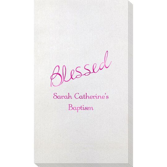 Expressive Script Blessed Bamboo Luxe Guest Towels